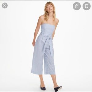 Club Monaco Tiphanie Jumpsuit Blue Striped Sz 10